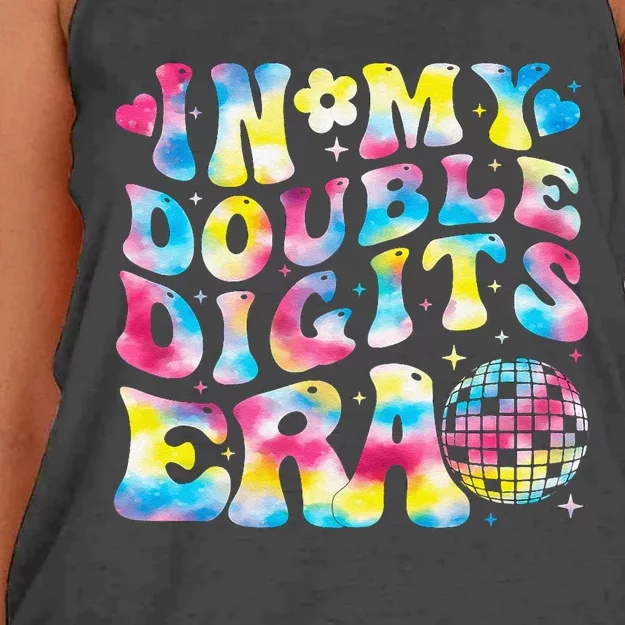 In My Double Digits Era 10th Birthday Party 10 Year Old Women's Knotted Racerback Tank