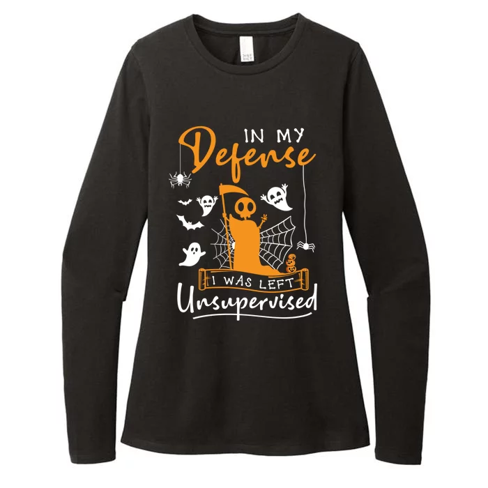 In My Defense I Was Left Unsupervised Funny Halloween Humor Funny Gift Womens CVC Long Sleeve Shirt