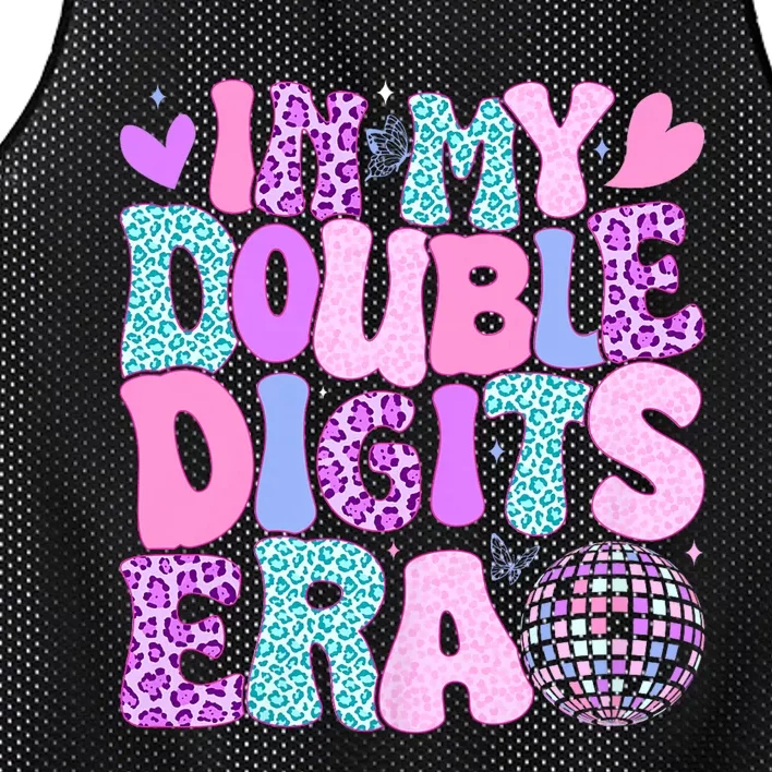 In My Double Digits Era Retro 10 Year Old 10th Birthday Girl Mesh Reversible Basketball Jersey Tank