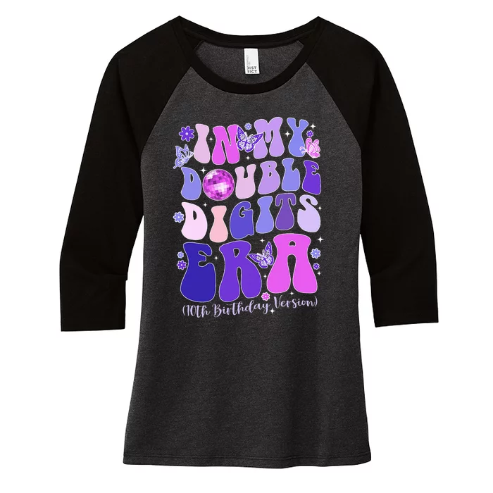 In My Double Digits Era 10th Birthday Women's Tri-Blend 3/4-Sleeve Raglan Shirt