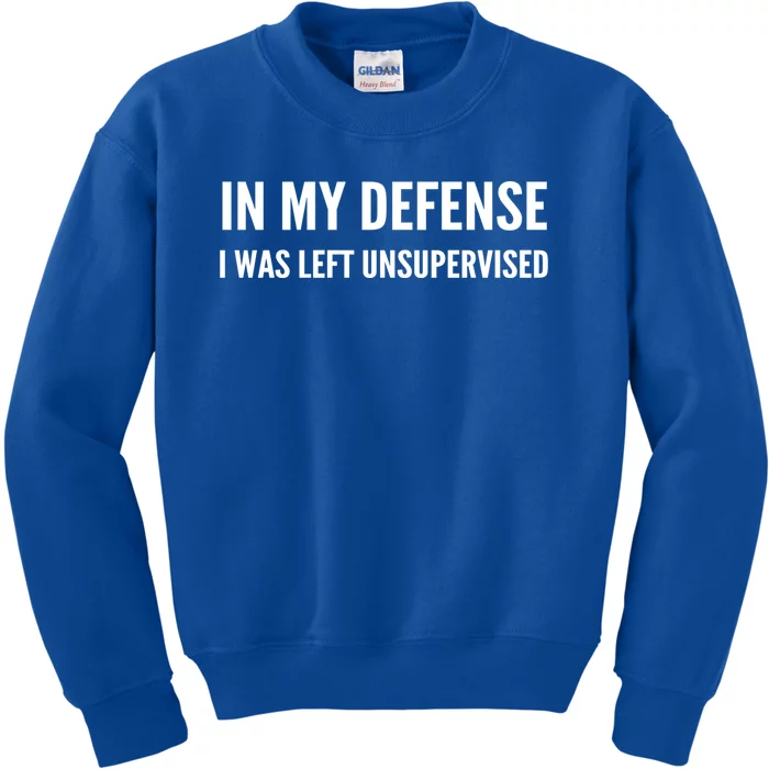 In My Defense I Was Left Unsupervised Funny Tee Gift Kids Sweatshirt