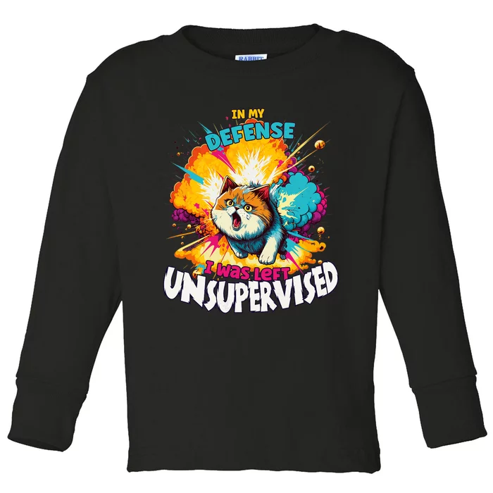 In My Defense I Was Left Unsupervised Gato Divertido Premium Toddler Long Sleeve Shirt