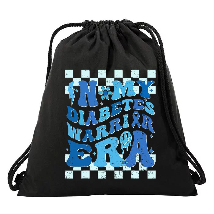 In My Diabetes Warrior ERA Retro Groovy Diabetes Awareness Drawstring Bag