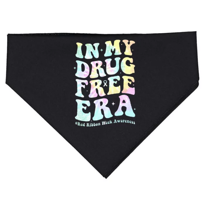 In My Drugs Free Era Funny Red Ribbon Week Awareness Tie Dye USA-Made Doggie Bandana