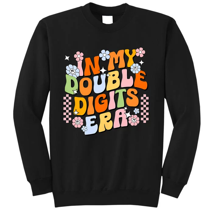 In My Double Digits Era Retro 10 Year Old 10th Birthday Girl Tall Sweatshirt