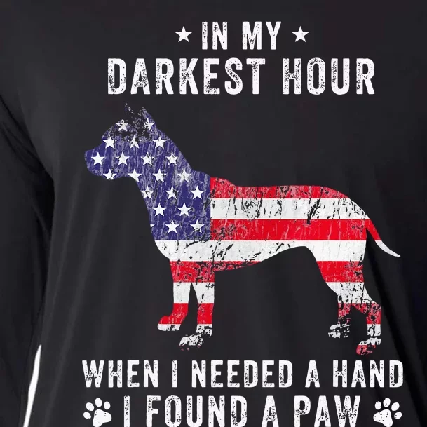 In My Darkest Hour I Found A Paw Funny Pit Bull Owner Lover Cooling Performance Long Sleeve Crew