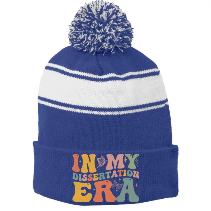 In My Dissertation Era School College Graduate Program Gift Stripe Pom Pom Beanie