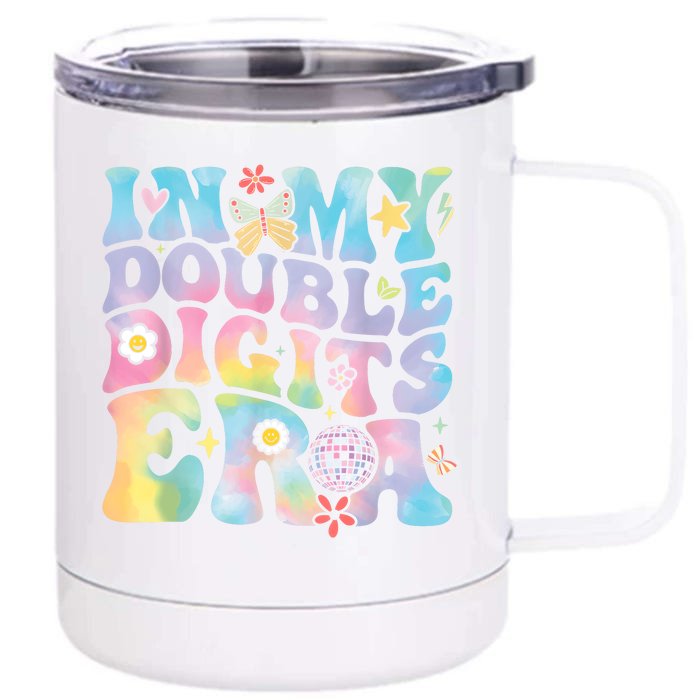 In My Double Digits Era Retro 10 Year Old 10th Birthday Girl Front & Back 12oz Stainless Steel Tumbler Cup