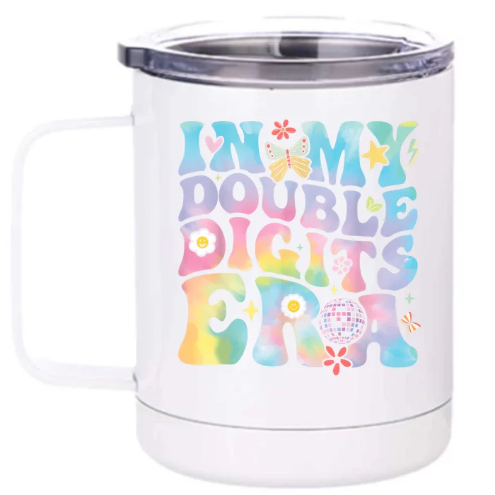 In My Double Digits Era Retro 10 Year Old 10th Birthday Girl Front & Back 12oz Stainless Steel Tumbler Cup