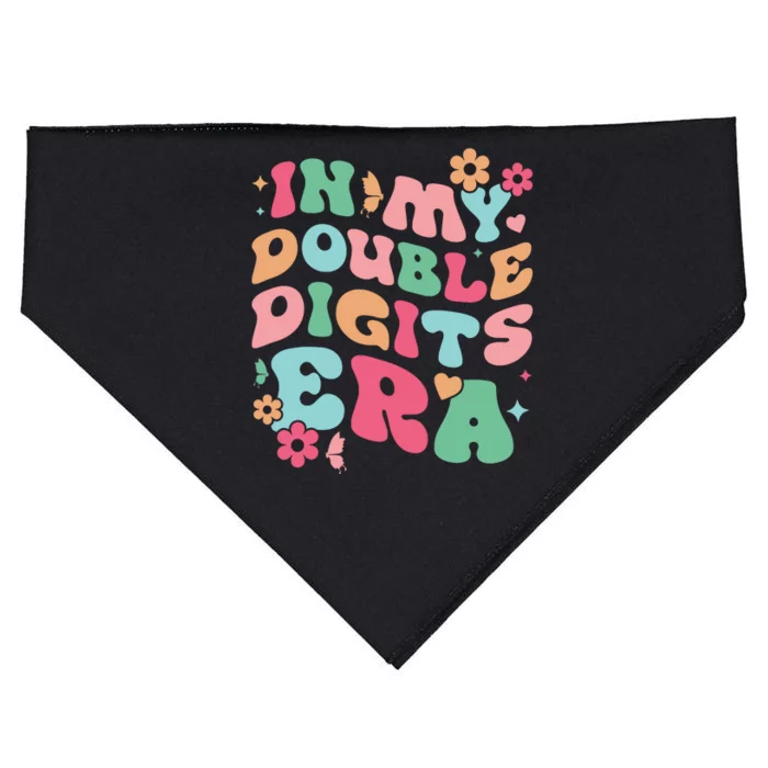 In My Double Digits Era Retro 10 Year Old Girl 10th Birthday USA-Made Doggie Bandana