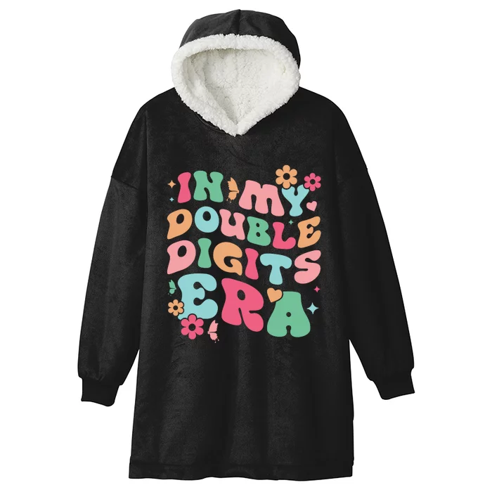 In My Double Digits Era Retro 10 Year Old Girl 10th Birthday Hooded Wearable Blanket