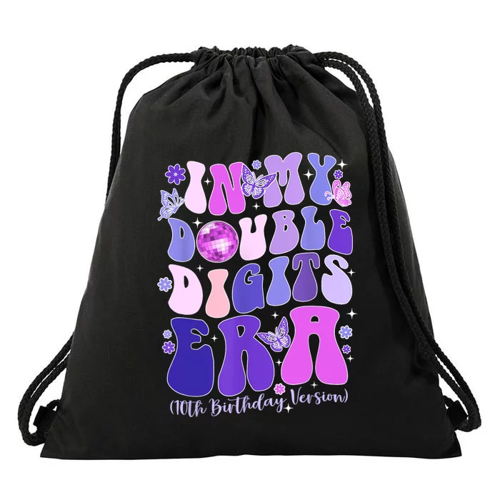 In My Double Digits Era Girls 10th Birthday Drawstring Bag