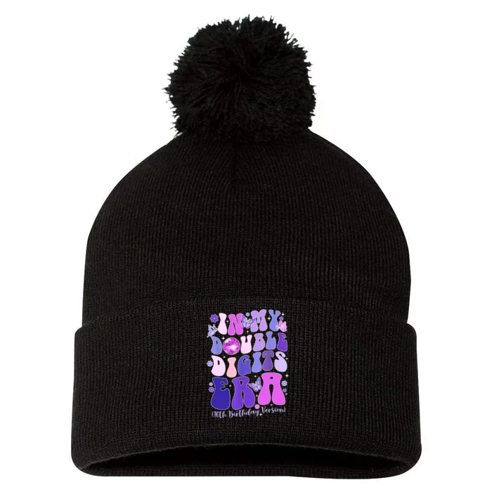 In My Double Digits Era Girls 10th Birthday Pom Pom 12in Knit Beanie