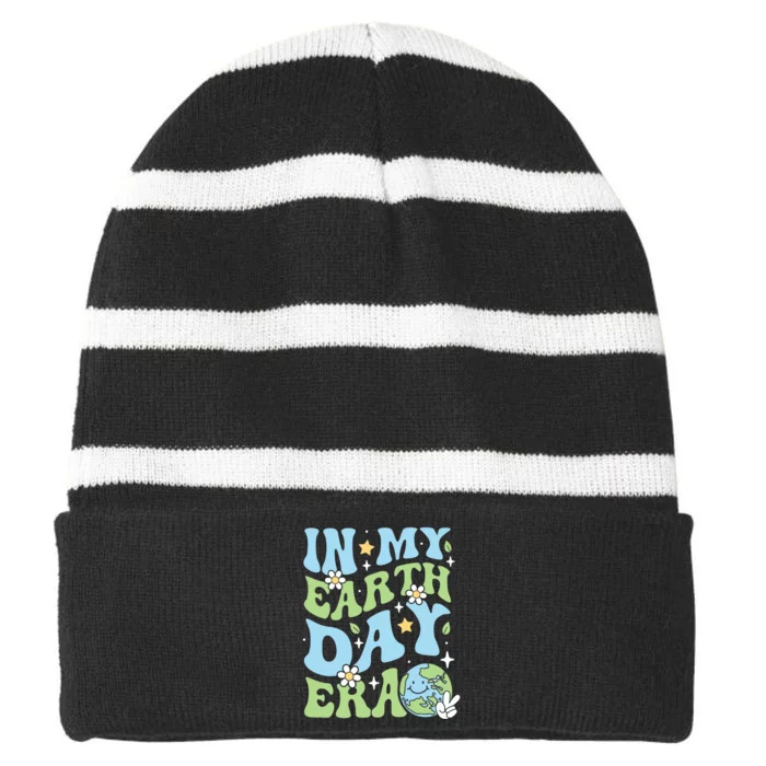 In My Earth Day Era Environmentalist Earth Day Striped Beanie with Solid Band