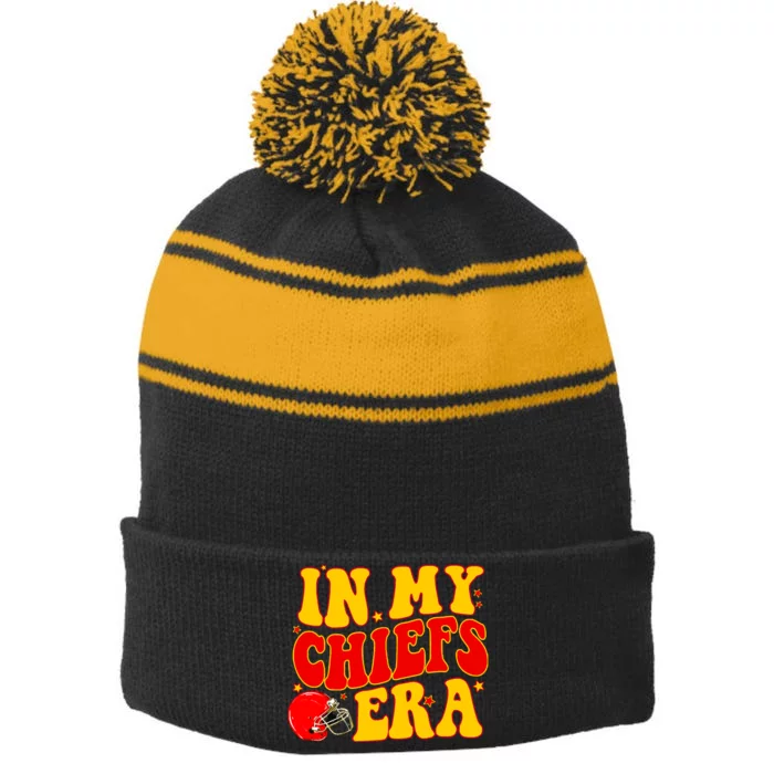 In My Era America Football Era Stripe Pom Pom Beanie