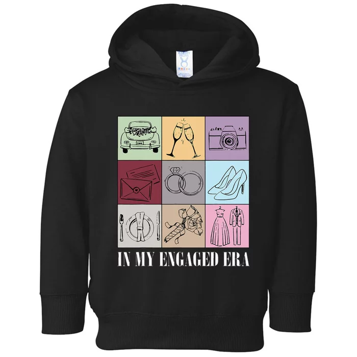 In My Engaged Era Retro Bride Wedding Engagement Toddler Hoodie