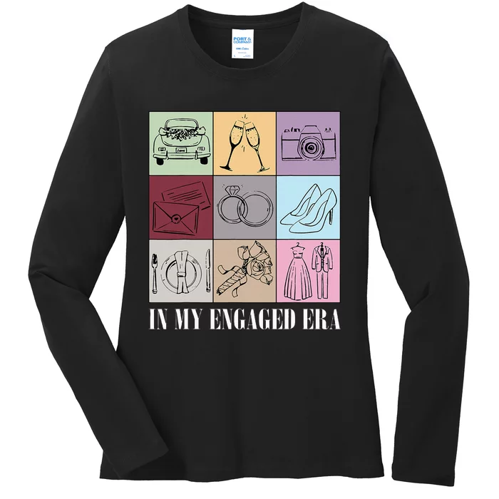 In My Engaged Era Retro Bride Wedding Engagement Ladies Long Sleeve Shirt