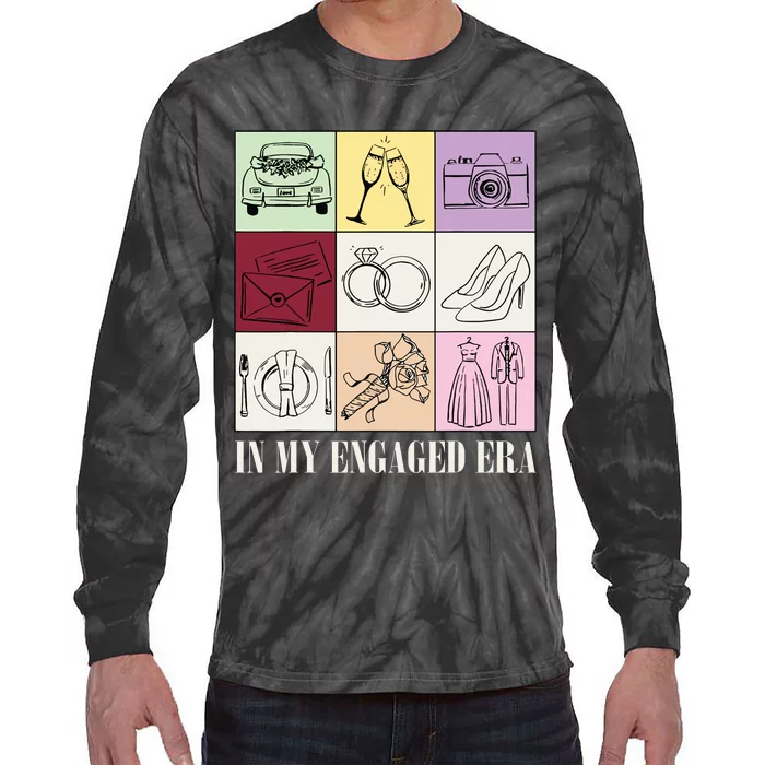 In My Engaged Era Retro Bride Wedding Engagement Tie-Dye Long Sleeve Shirt