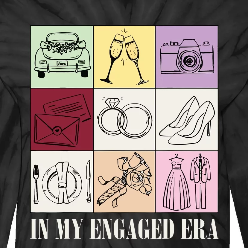 In My Engaged Era Retro Bride Wedding Engagement Tie-Dye Long Sleeve Shirt