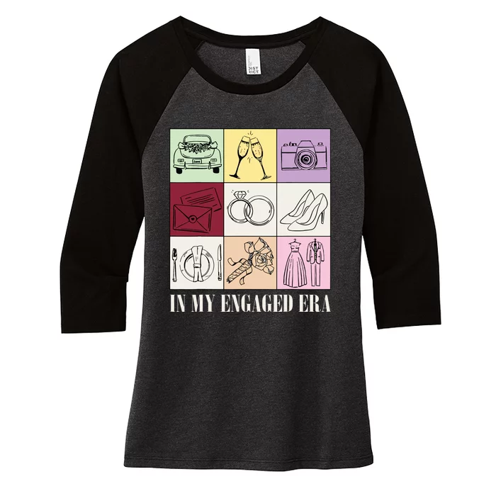 In My Engaged Era Retro Bride Wedding Engagement Women's Tri-Blend 3/4-Sleeve Raglan Shirt