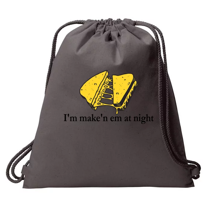 IM MakeN Em At Night Cheese Sandwich Design Drawstring Bag