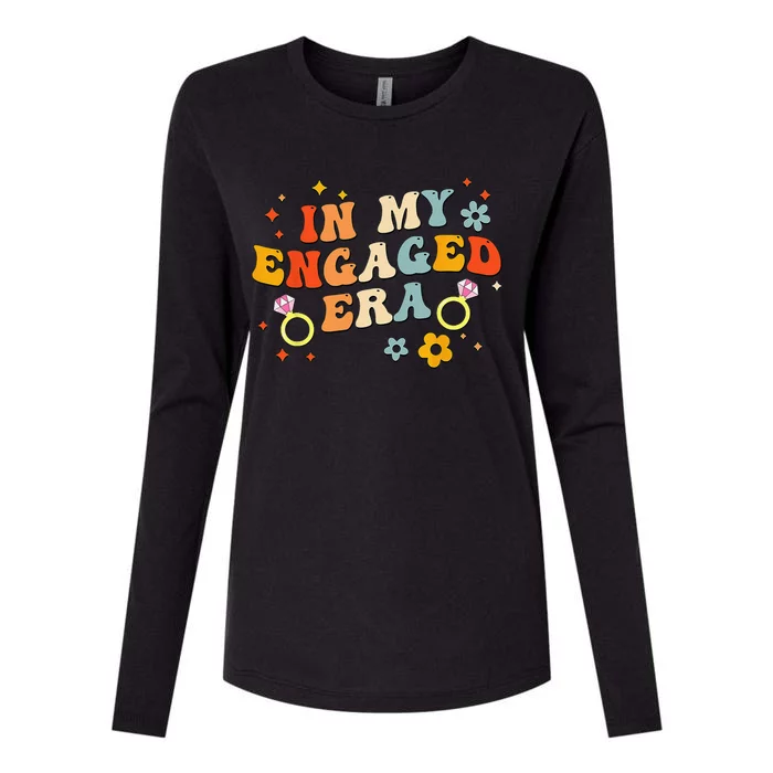 In My Engaged Era Groovy Bride Bachelorette Party Womens Cotton Relaxed Long Sleeve T-Shirt