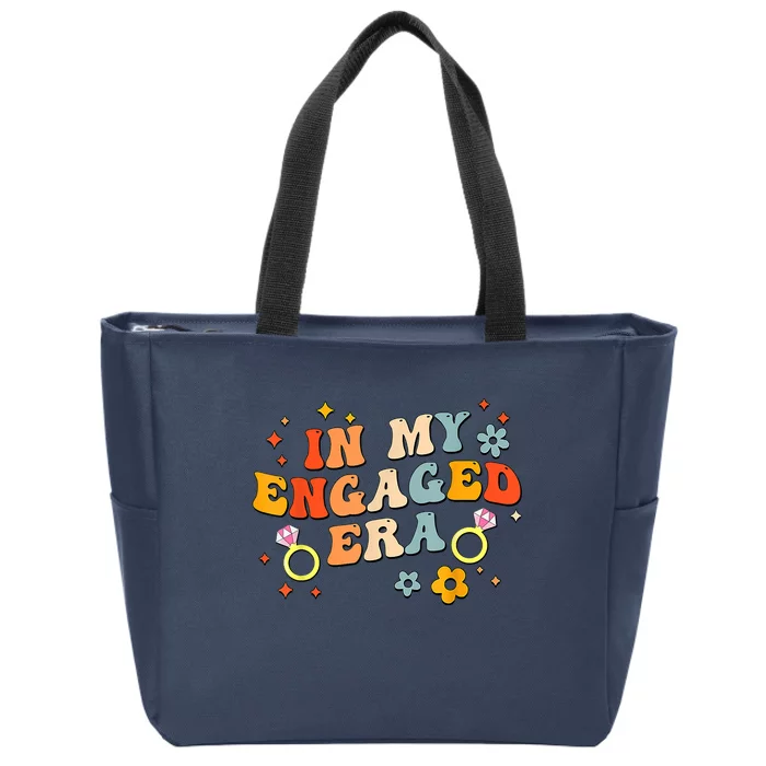 In My Engaged Era Groovy Bride Bachelorette Party Zip Tote Bag