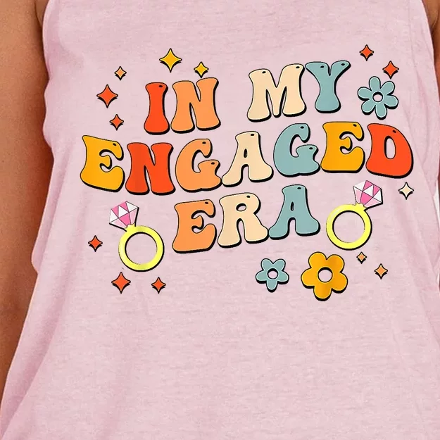 In My Engaged Era Groovy Bride Bachelorette Party Women's Knotted Racerback Tank