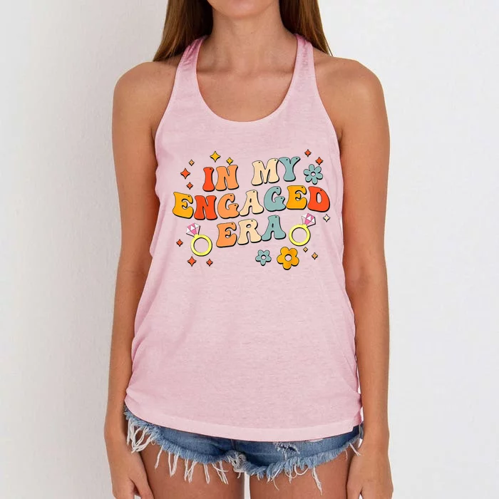 In My Engaged Era Groovy Bride Bachelorette Party Women's Knotted Racerback Tank