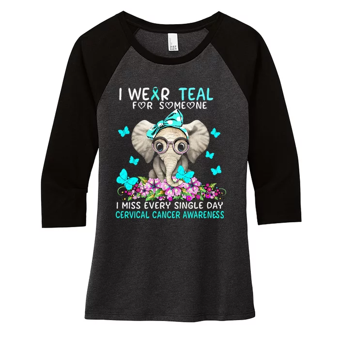 I miss every single day Cervical Cancer Awareness Women's Tri-Blend 3/4-Sleeve Raglan Shirt