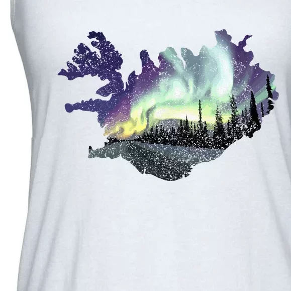 Iceland Map Fire Ice Northern Light Icelandic Souvenir Ladies Essential Flowy Tank