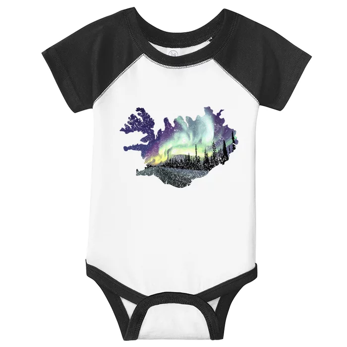 Iceland Map Fire Ice Northern Light Icelandic Souvenir Infant Baby Jersey Bodysuit