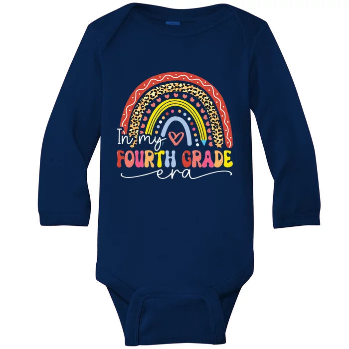 In My Fourth Grade Era Back To School First Day Rainbow Baby Long Sleeve Bodysuit