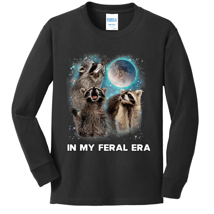 In My Feral Era Raccoon Kids Long Sleeve Shirt