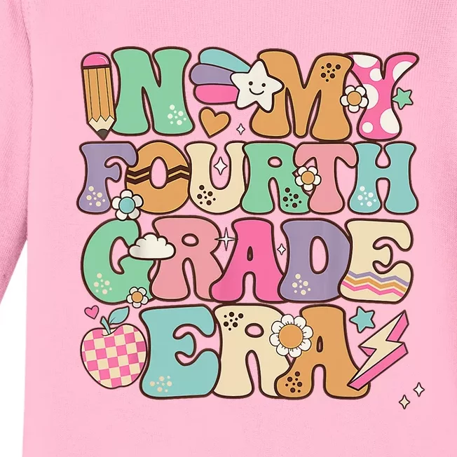 In My Fourth Grade Era Back To School Retro Groovy 4th Grade Baby Long Sleeve Bodysuit