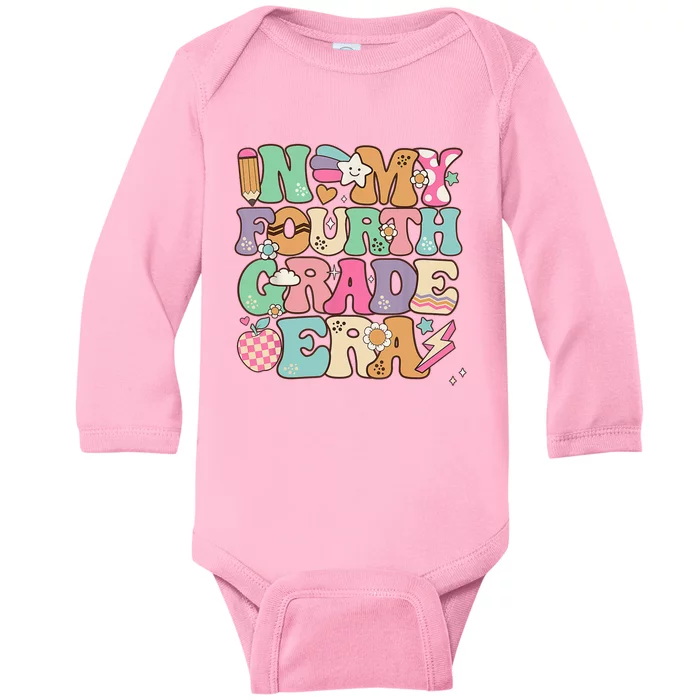 In My Fourth Grade Era Back To School Retro Groovy 4th Grade Baby Long Sleeve Bodysuit