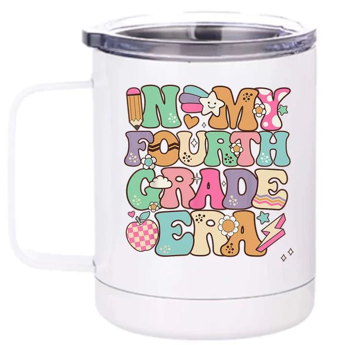 In My Fourth Grade Era Back To School Retro Groovy 4th Grade Front & Back 12oz Stainless Steel Tumbler Cup