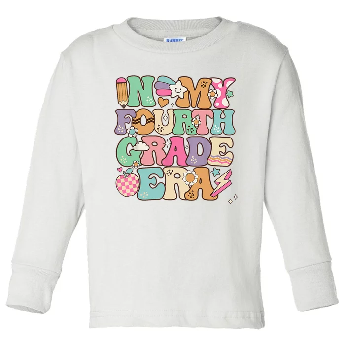 In My Fourth Grade Era Back To School Retro Groovy 4th Grade Toddler Long Sleeve Shirt