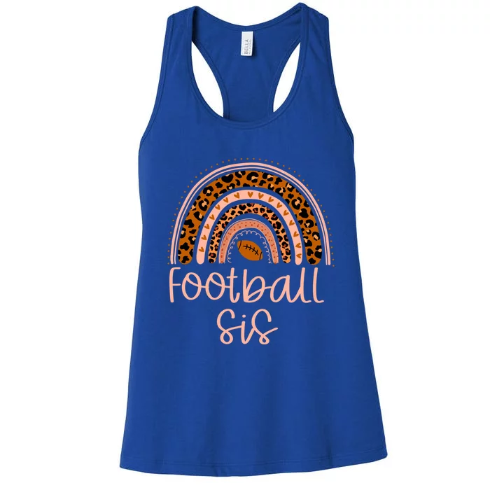 In My Football Sister Era Leopard Rainbow Game Day Vibes Gift Women's Racerback Tank