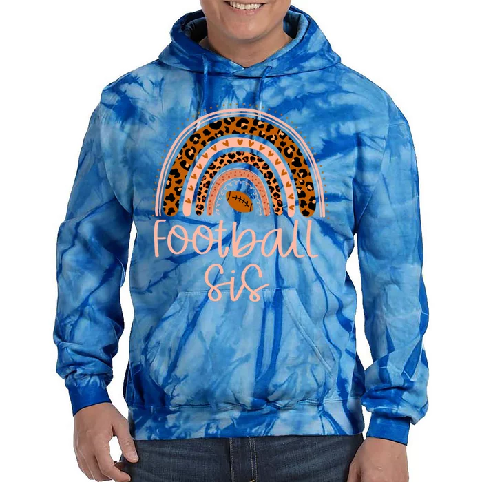 In My Football Sister Era Leopard Rainbow Game Day Vibes Gift Tie Dye Hoodie