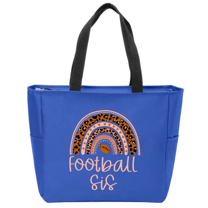 In My Football Sister Era Leopard Rainbow Game Day Vibes Gift Zip Tote Bag