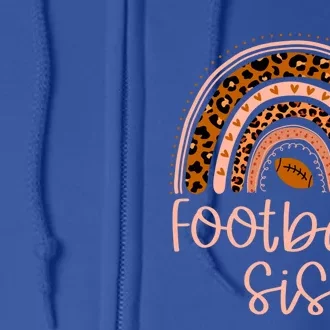 In My Football Sister Era Leopard Rainbow Game Day Vibes Gift Full Zip Hoodie