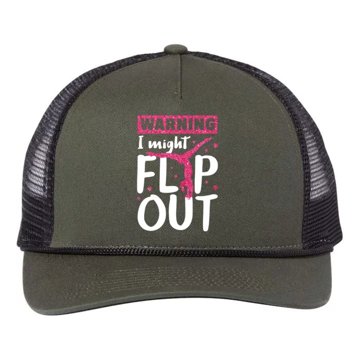 I Might Flip Out Funny Gymnast Cheerleading Gift Retro Rope Trucker Hat Cap