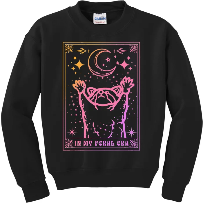 In My Feral Era Lover Raccoon Kids Sweatshirt