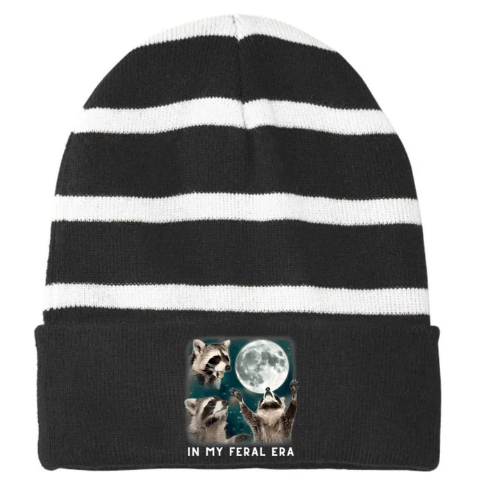 In My Feral Era Raccoon Striped Beanie with Solid Band