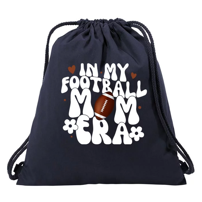 In My Football Mom Era Hearts Drawstring Bag