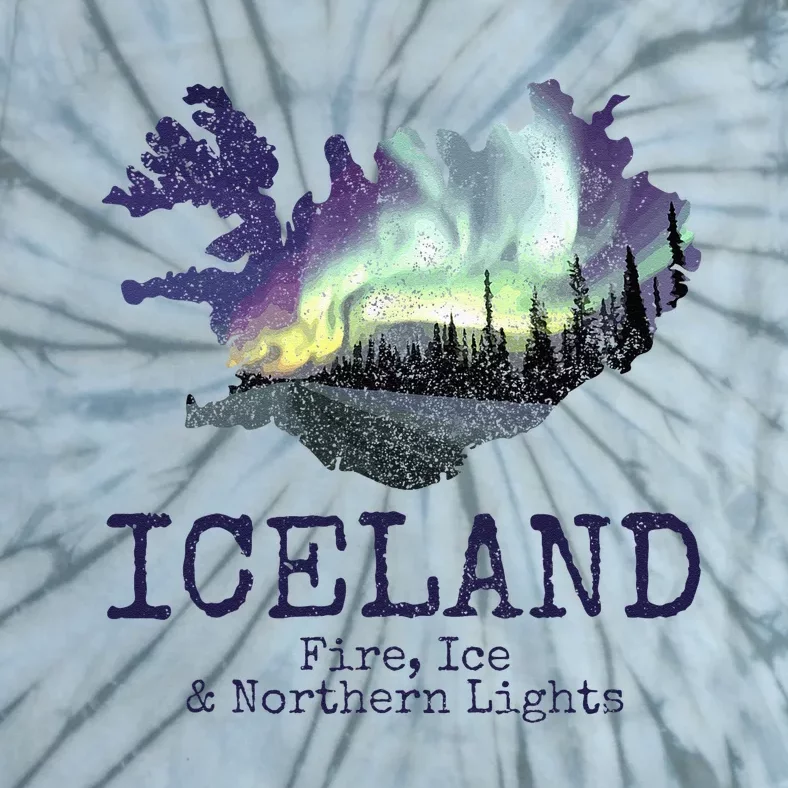 Iceland Map Fire Ice Northern Light Icelandic Souvenir Tie-Dye T-Shirt