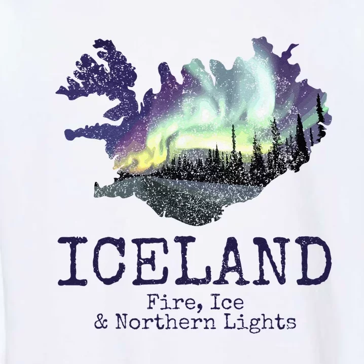 Iceland Map Fire Ice Northern Light Icelandic Souvenir Garment-Dyed Sweatshirt