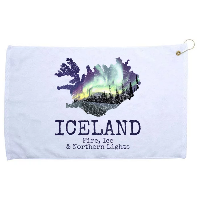 Iceland Map Fire Ice Northern Light Icelandic Souvenir Grommeted Golf Towel