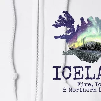 Iceland Map Fire Ice Northern Light Icelandic Souvenir Full Zip Hoodie